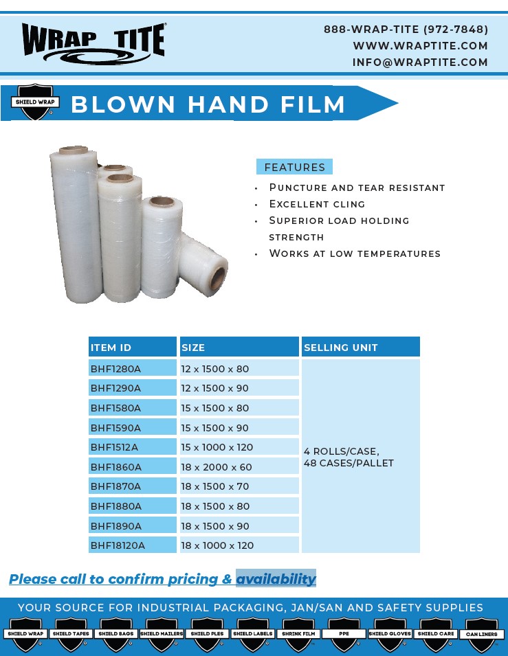 Blown Hand Film Sales Sheet