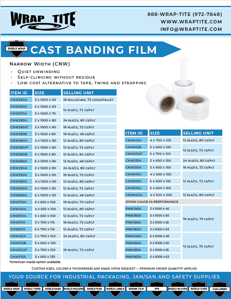 Cast Banding Film Sales Sheet