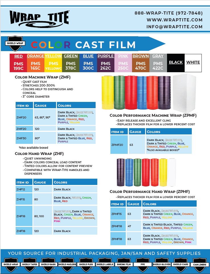 Color Cast Stretch Film Sales Sheet