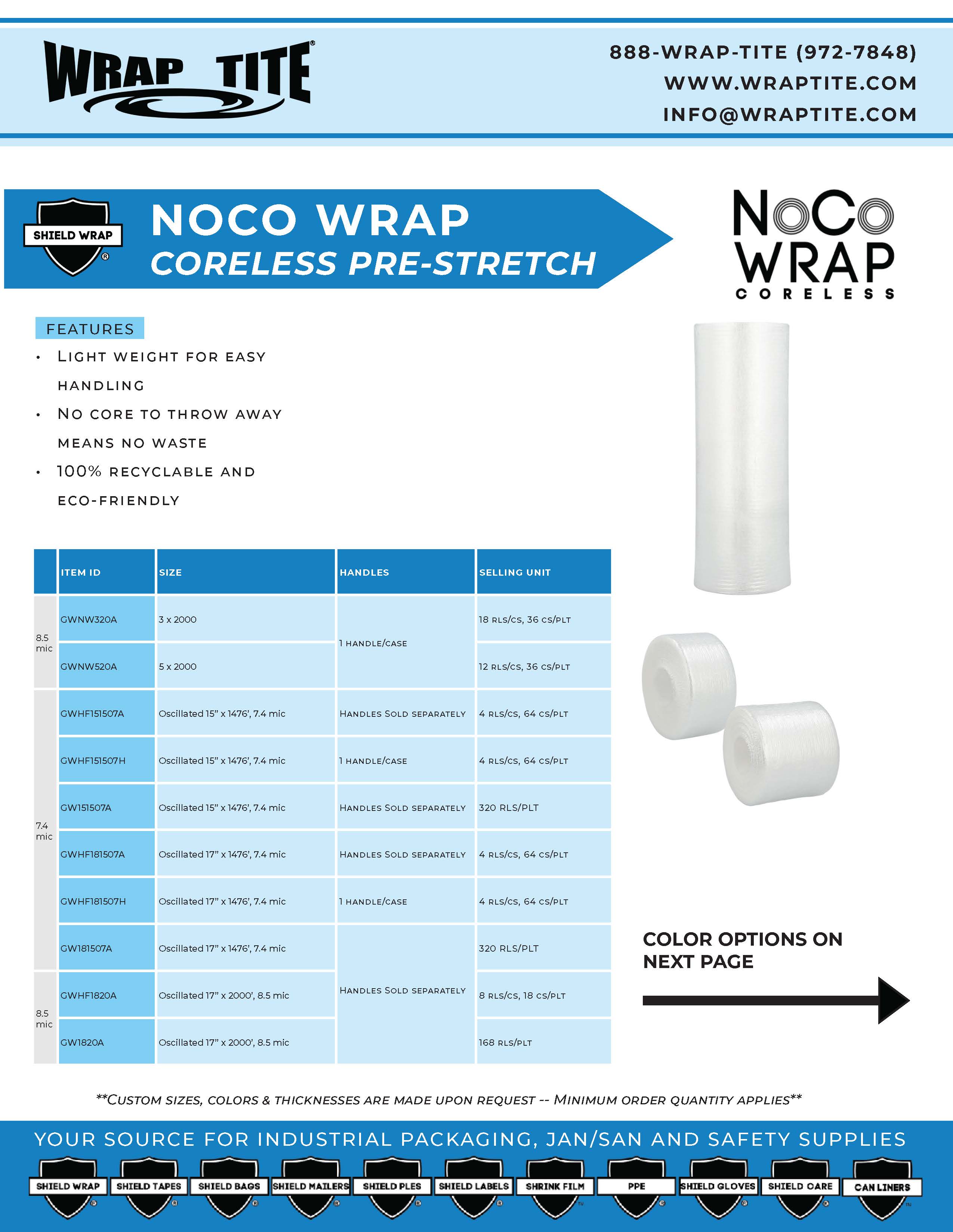 NoCo Wrap Sales Sheet